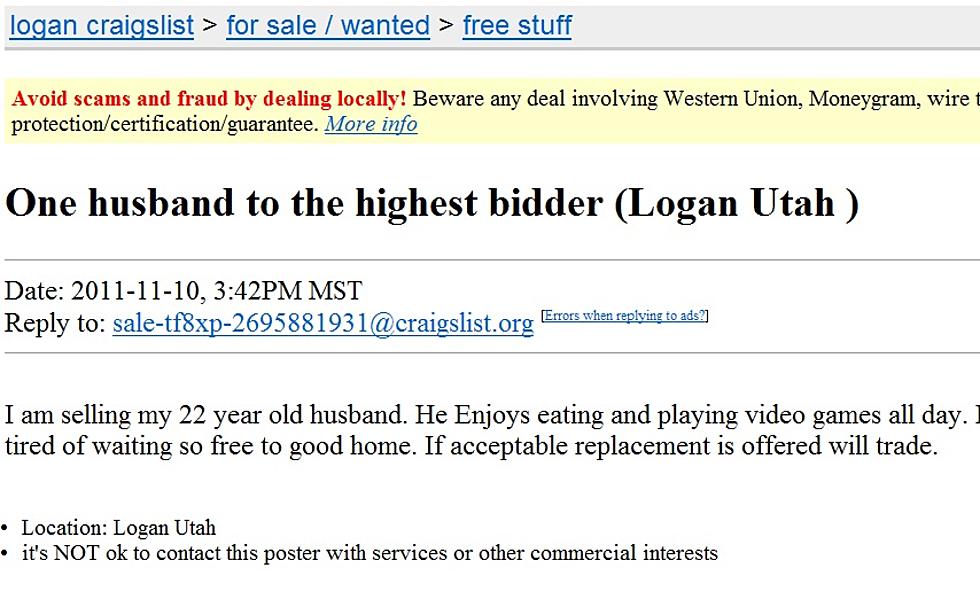 Woman Tries To Sell Husband On Craigslist