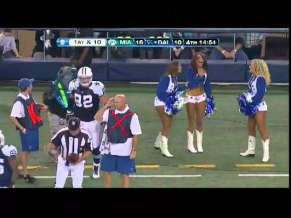 Tackled By A Tight End… A Cheerleaders Fantasy??  [VIDEO]