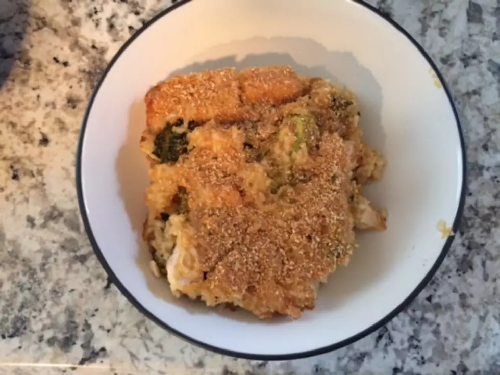 Cheesy Broccoli, Chicken + Rice Casserole 