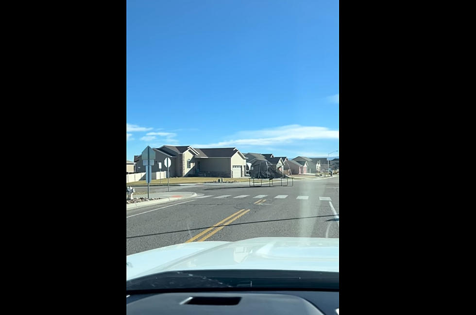Lady and the Tramp: Casper Woman Films Wyoming Wind Blowing Trampoline Down the Street