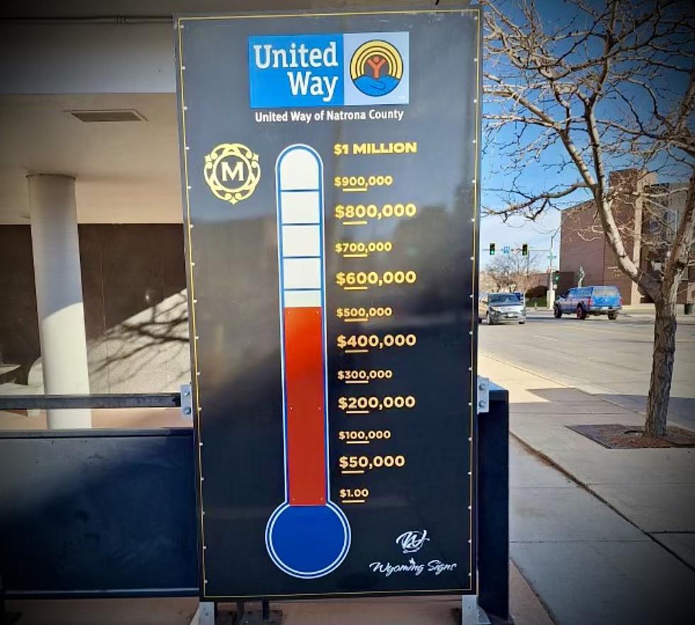 United Way Puts Giant Thermometer on the M Building to Encourage Donations