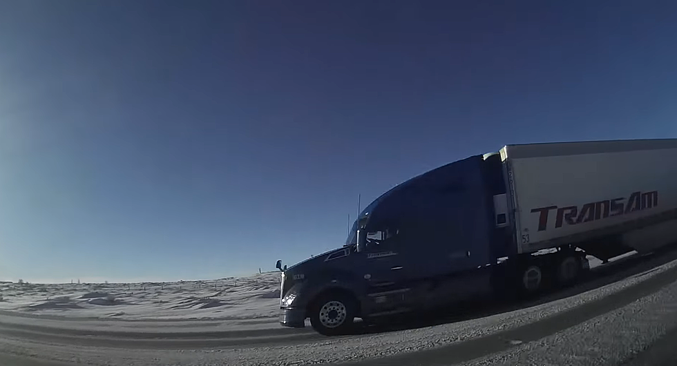 Watch a Wyoming Driver Hit Black Ice, Barely Miss Hitting Semi