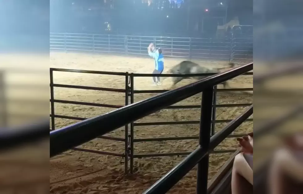 Watch a Rodeo Clown Do a Back Flip Over a Charging Bull