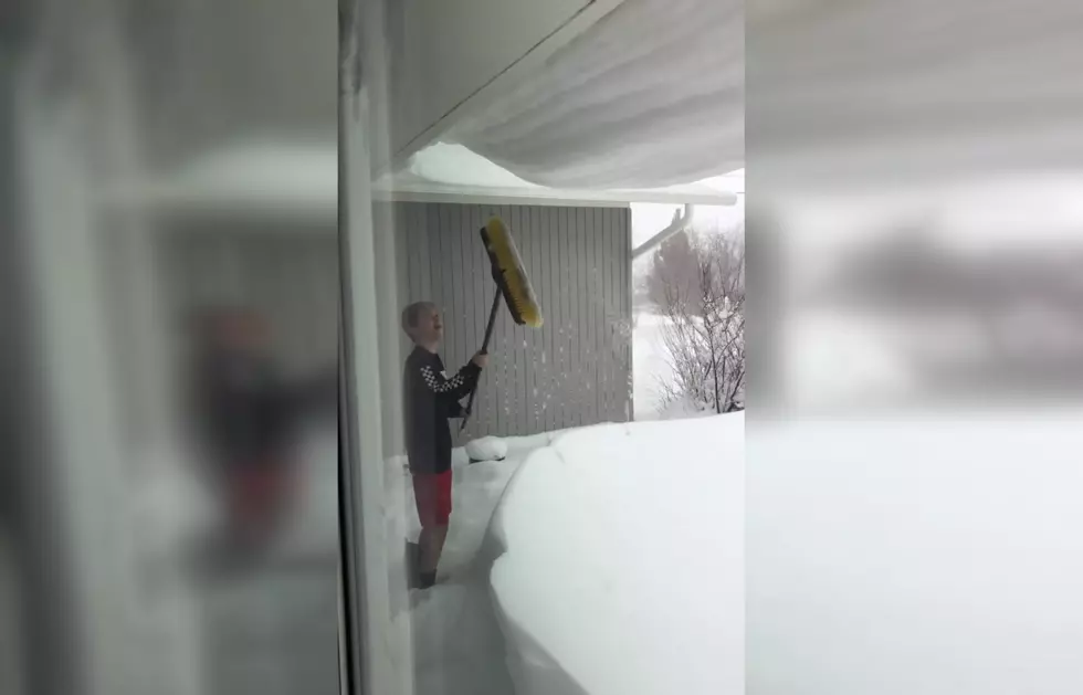 Wyoming Kid Shows You How to Knock Snow Overhang Off of Roof