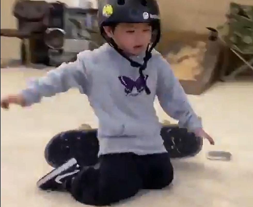 WATCH: Little Boy Learning New Skateboard Trick Won’t Give Up