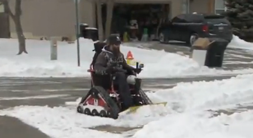Watch as an Iraq War Veteran Plows Snow in Wheelchair