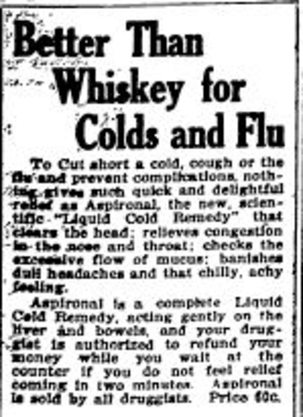 Harmon&#8217;s Histories: Elixirs promised better relief from cold, flu than whiskey
