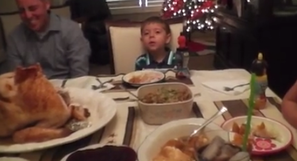 HILARIOUS! Kid Got His Speeches Confused While Trying to Give Thanks at Thanksgiving [VIDEO]