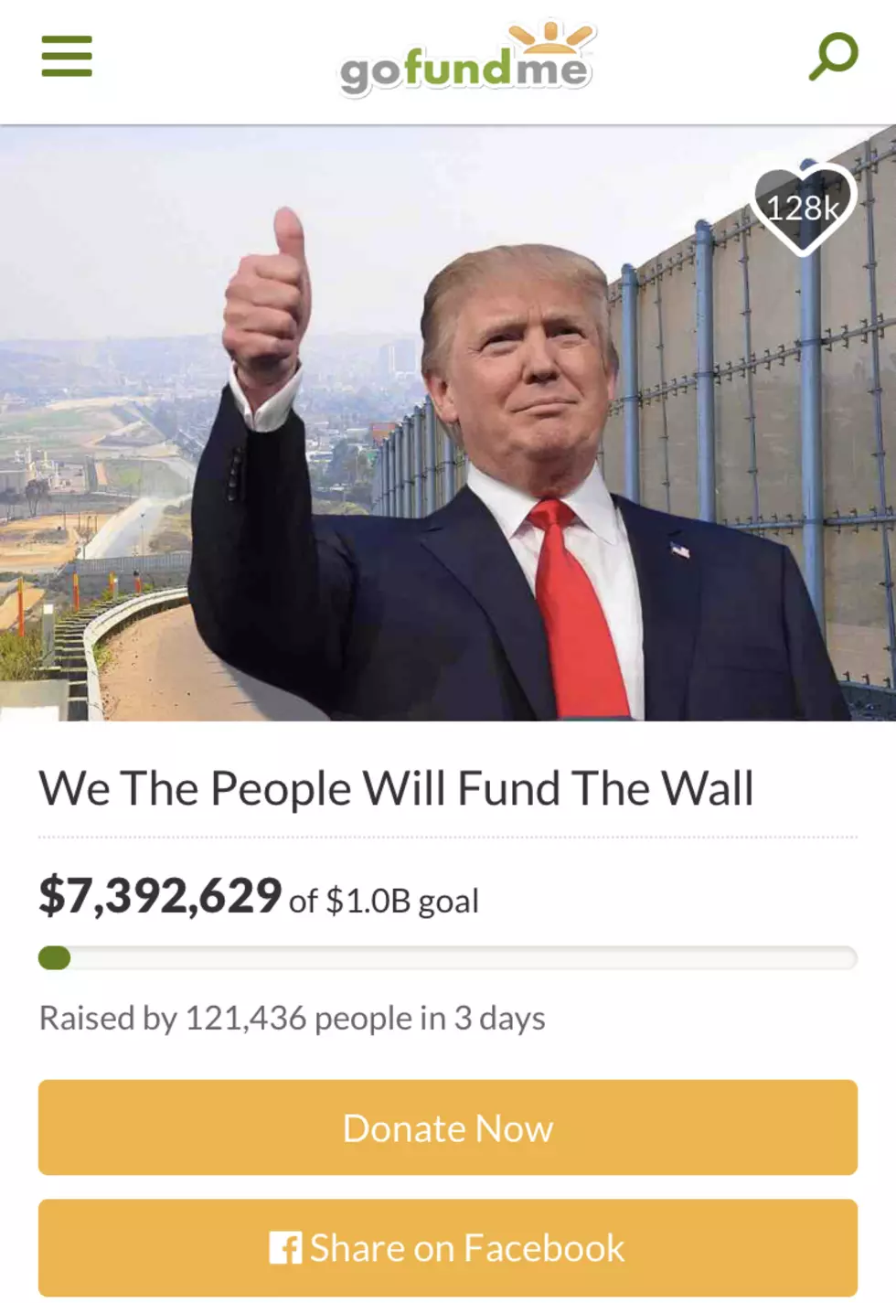 Trump Supporters Started GoFundMe To Build Border Wall And Have Raised More Than $7 Million So Far