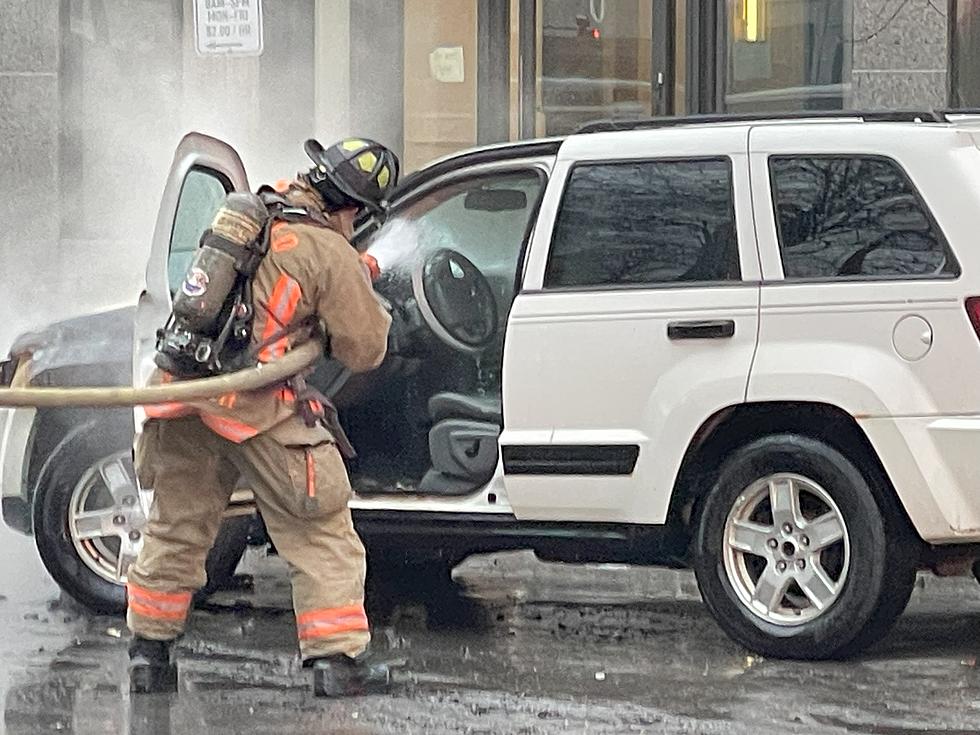 Car Catches On Fire In Downtown Buffalo, New York