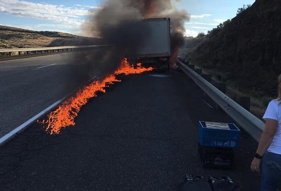 Buhrmaster Baking Co. Truck Catches Fire On Interstate 82 — No Injuries