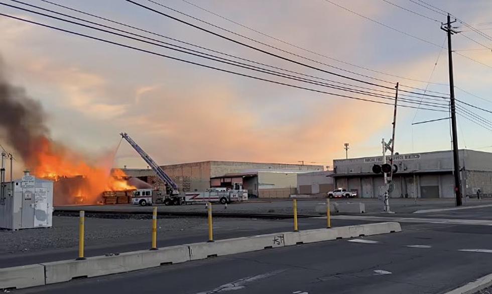 Big Blaze Burns Hundreds of Fruit Bins Near Yakima Warehouse
