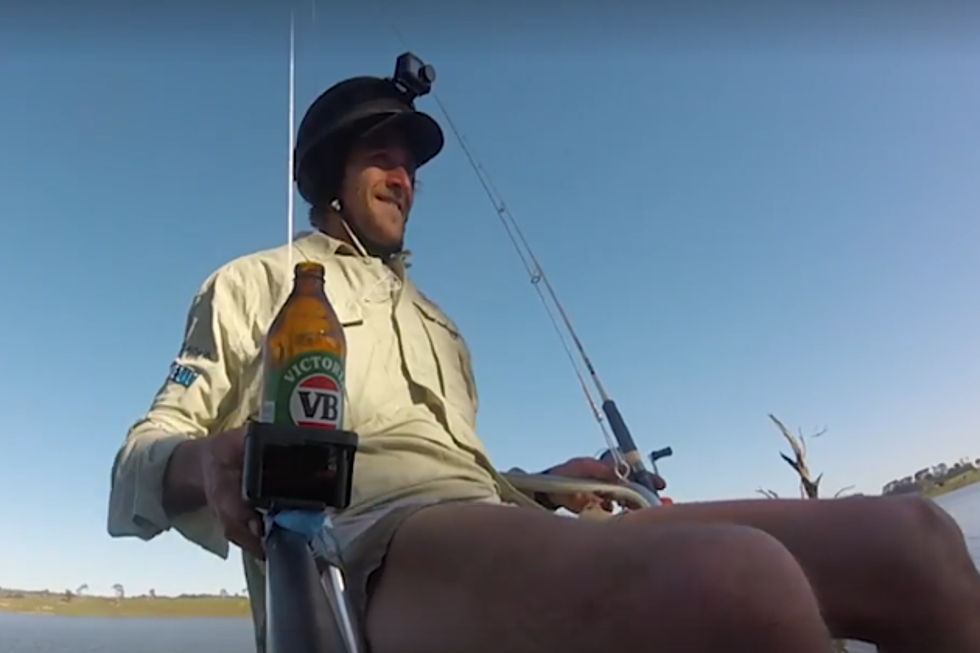 Guy Builds Drone to Carry Him Over Lakes to Fish! [VIDEO]