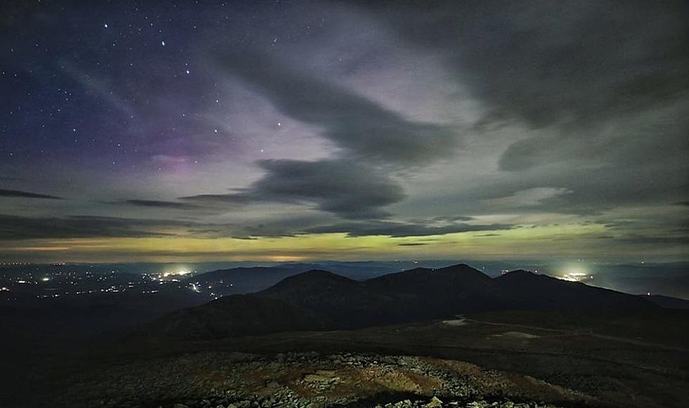 Spectacular Northern Lights from Atop a Mountain in New England