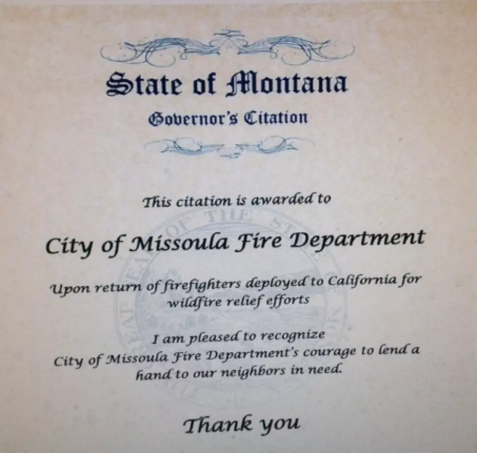 Fire Department Honored for Helping Fight California Wildfires
