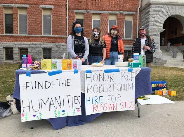 UM Humanities Students Protest Budget Cuts in front of Main Hall