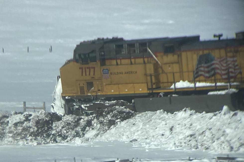 Train Engine Derails in Snow Covered Tracks in Montana