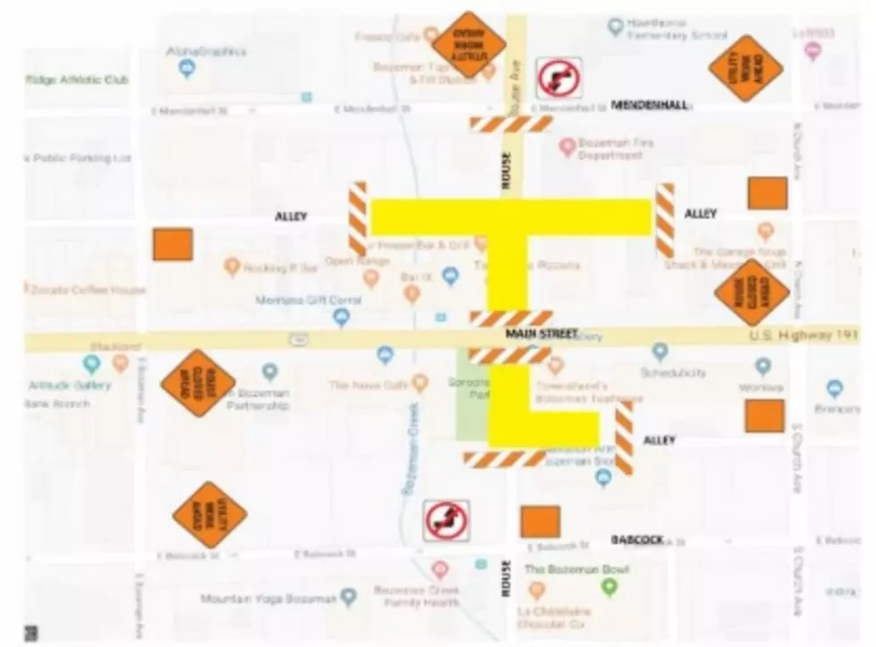 Downtown Bozeman Road Closures Through April 25th - Map