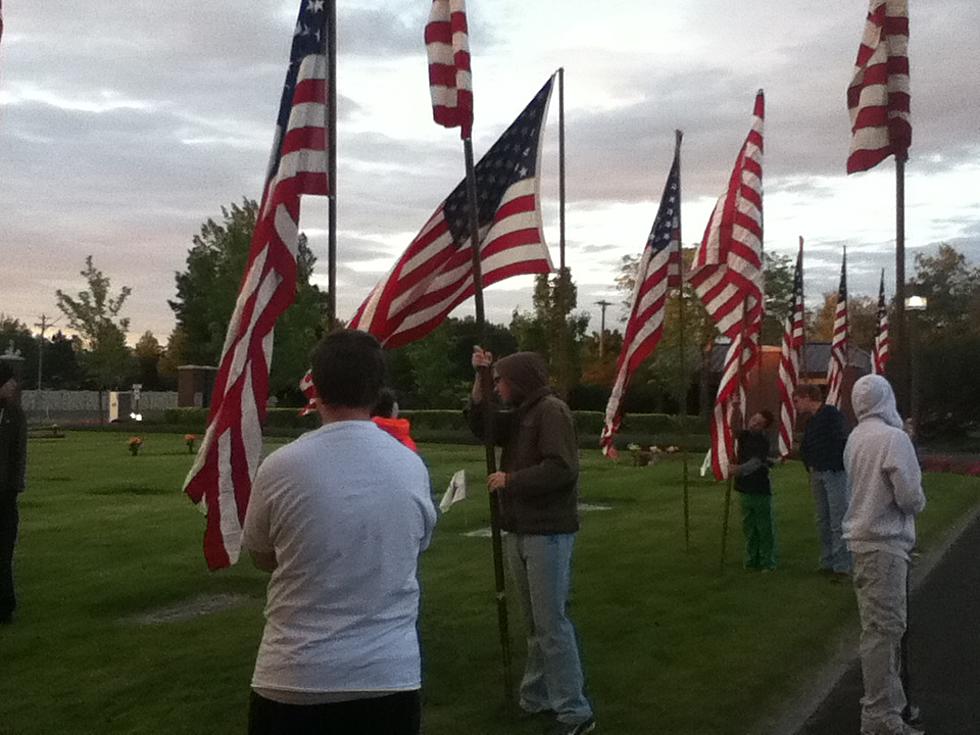 Flags Honor Veterans at Sunset Memorial Gardens in Richland
