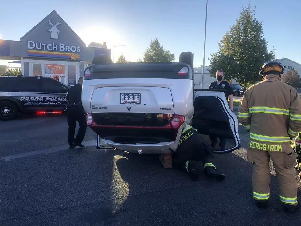 Driver and Car “Flip” In Front Of Pasco Dutch Bros.