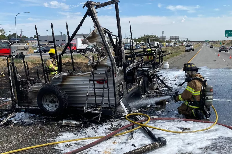 Camping Trailer Blaze Ignites Dangerous Wild Land Fire on I-182 in Richland
