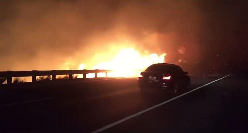 Meteorologist Captures Cars Driving Through Flames on I-90