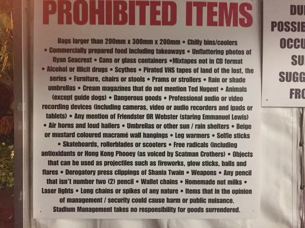 Foo Fighters Banned Items List at New Zealand Show is Hilarious