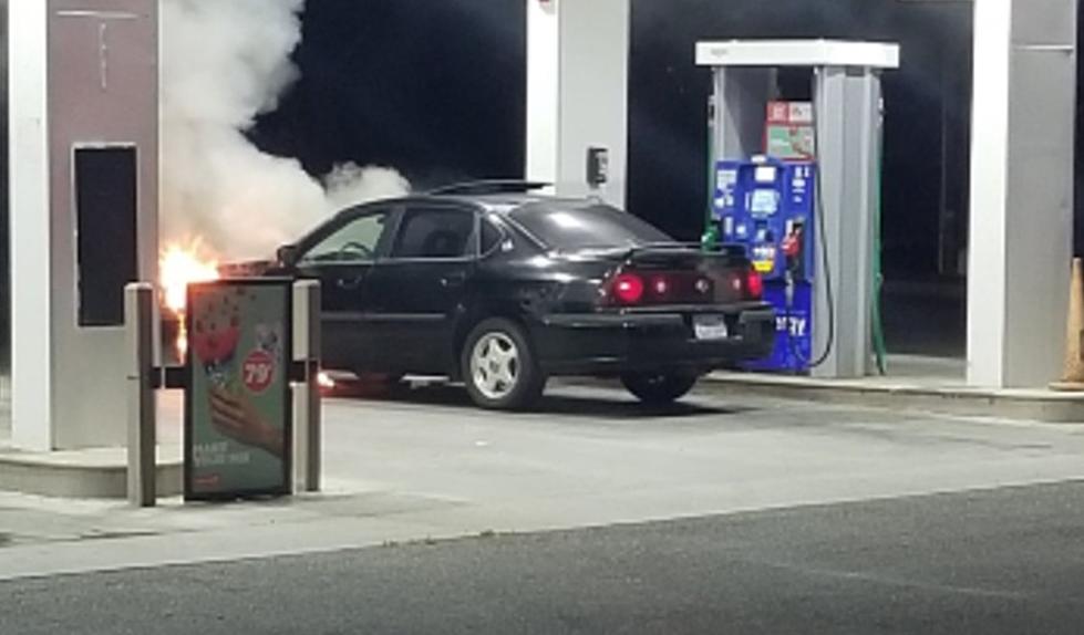 Burning Car Abandoned at West Richland Gas Station