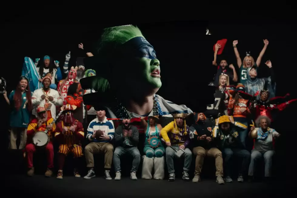 Seattle Washington Seahawks Fan Sings in Super Bowl 57 Commercial