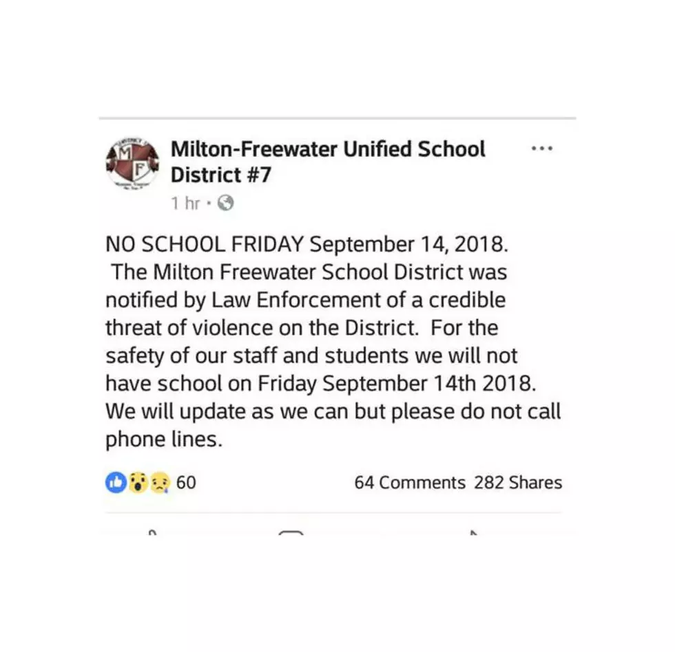 Milton Freewater Schools Closed Due To “Credible Threat”