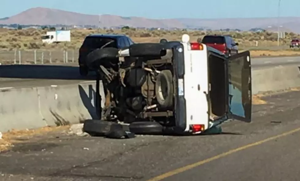 Blown Tire Blows SUV On it’s Side on I-182 Near Road 68