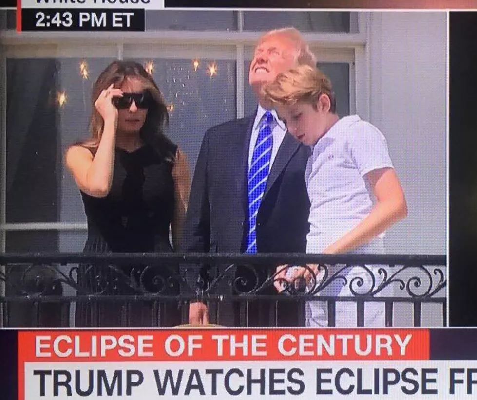 Trump Stares At Sun Without Eye Protection