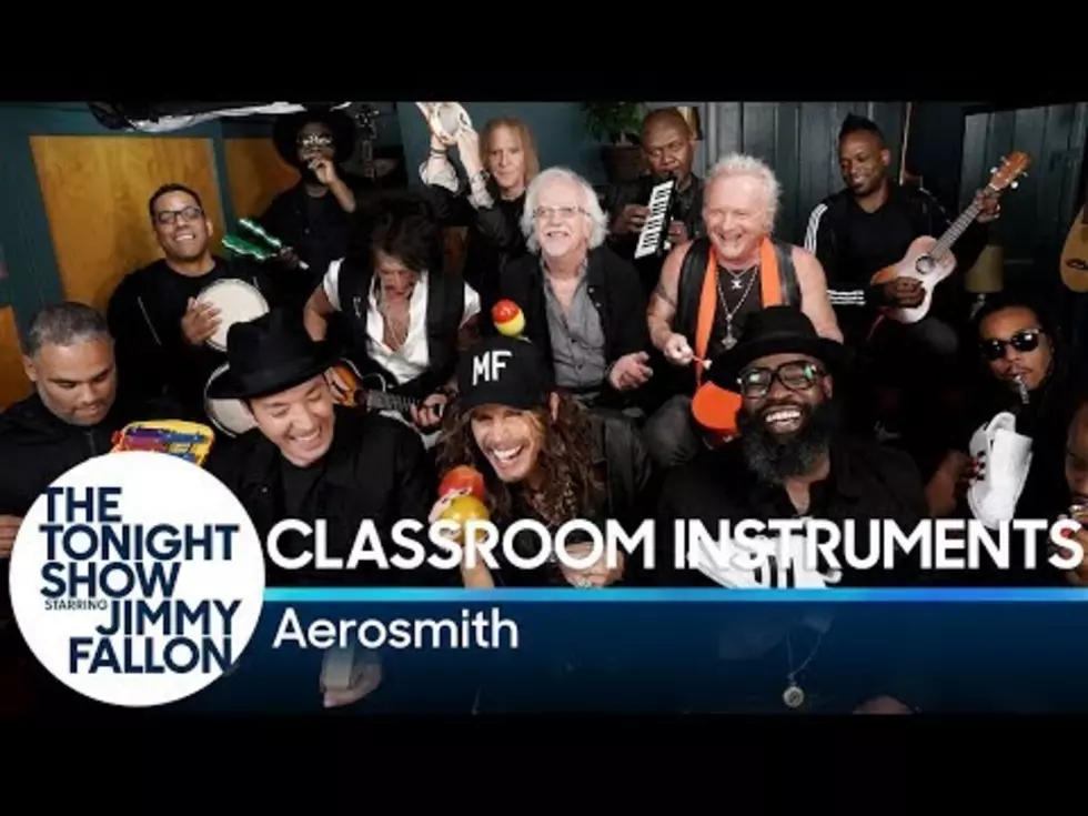 Aerosmith with toy instruments on Jimmy Fallon