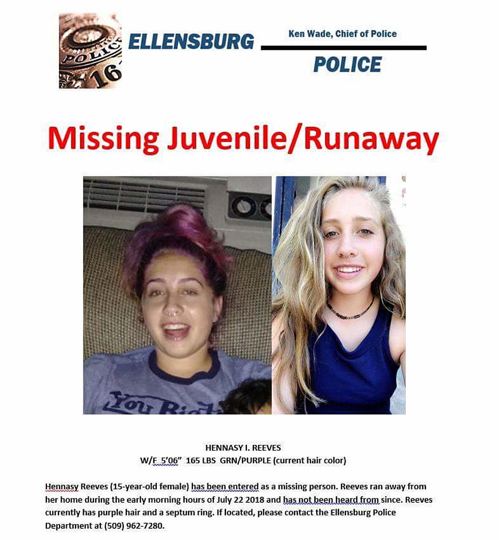 Missing Teen From Ellensburg, WA