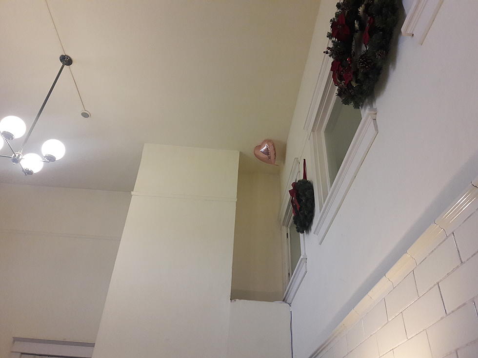 Heart Balloon Near Christmas Decorations At North Town Coffeehouse In Yakima Is Funny