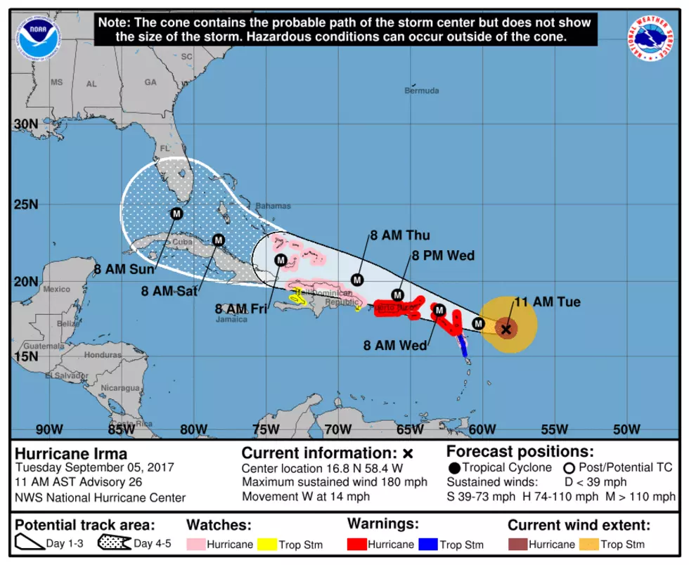 Update 11AM :Hurricane Irma Strong Category 5 With 180 Mph Winds