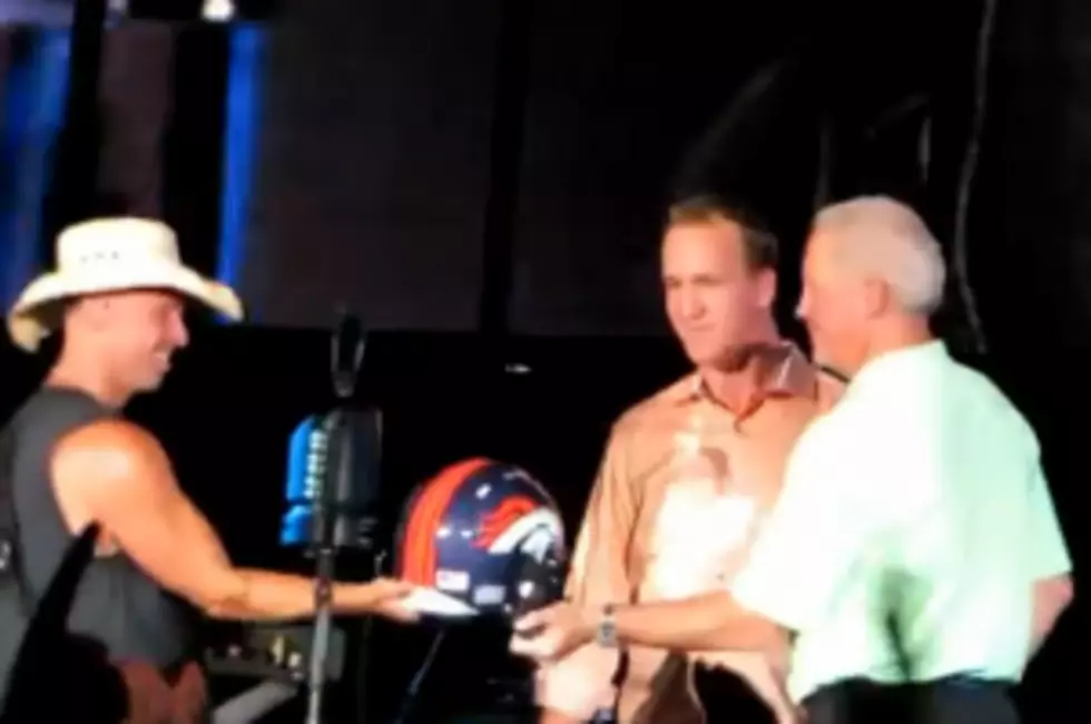 Bronco Quarterback Peyton Manning Joins Kenny Chesney On Stage In Colorado For Charity [Video]