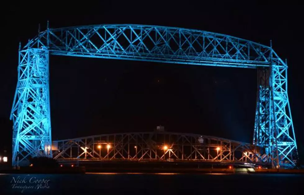The Aerial Lift Bridge And Enger Tower Go Teal for Ovarian Cancer Awareness
