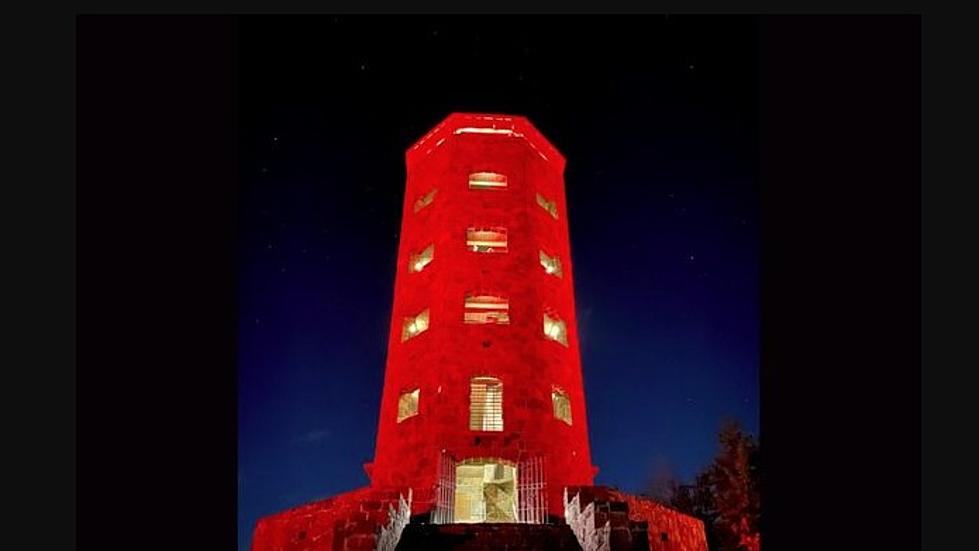 Duluth’s Enger Tower Lit Red Monday Night for A Great Cause