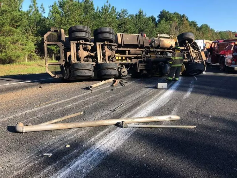 Truck Rollover Delaying Traffic on Highway 59 in Nacogdoches County