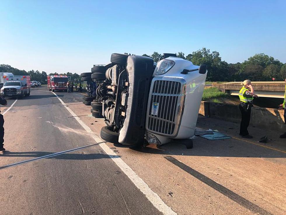 Overturned 18-Wheeler Slowing Traffic North of Nacogdoches