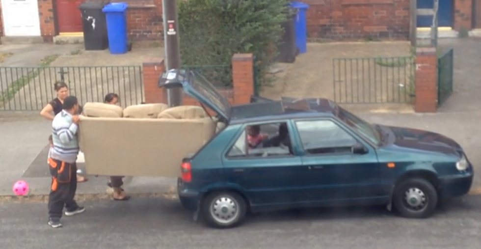 How To Stuff a Couch Into a Small Car, Not! [VIDEO]