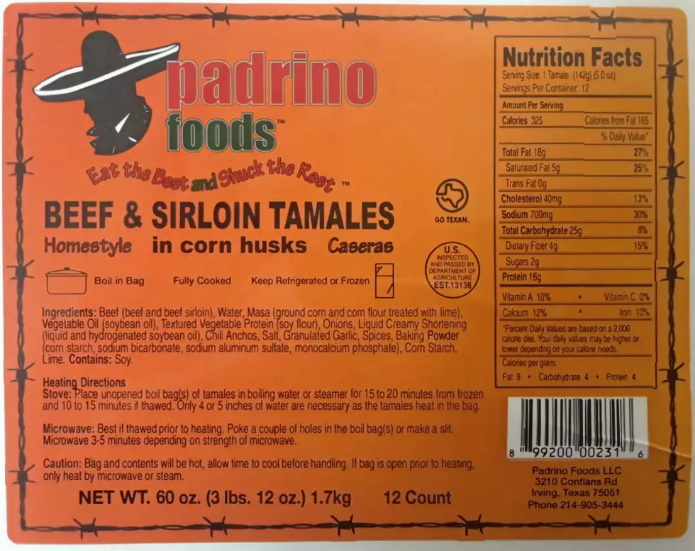 Padrino Foods Recalls Beef Tamales Products Due to Mislabeling
