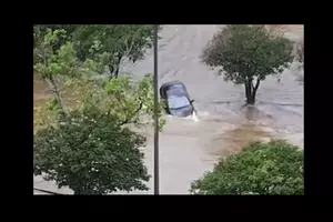 VIDEO: Texan Drives Car Through Overflowing Creek
