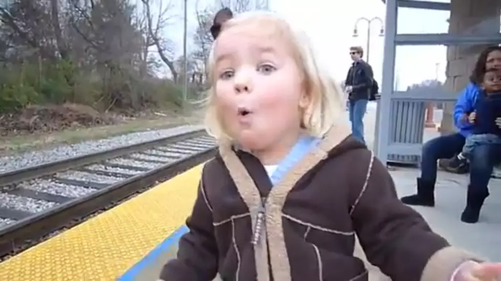 Little Girl Sees a Train for the First Time + Reacts Adorably [VIDEO]