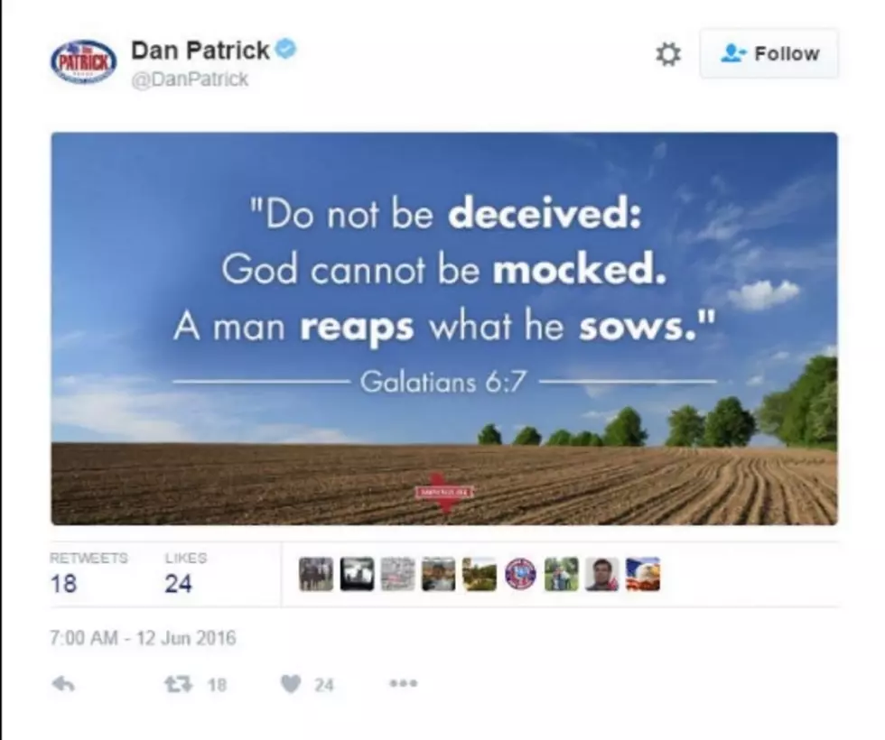 Lt. Governor Dan Patrick Deletes Poorly Timed Tweet After Orlando Nightclub Massacre