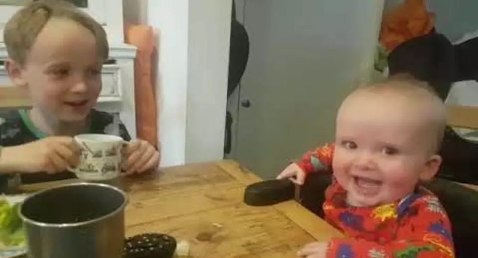 A Baby Laughs Like Crazy Every Time His Brother Gargles