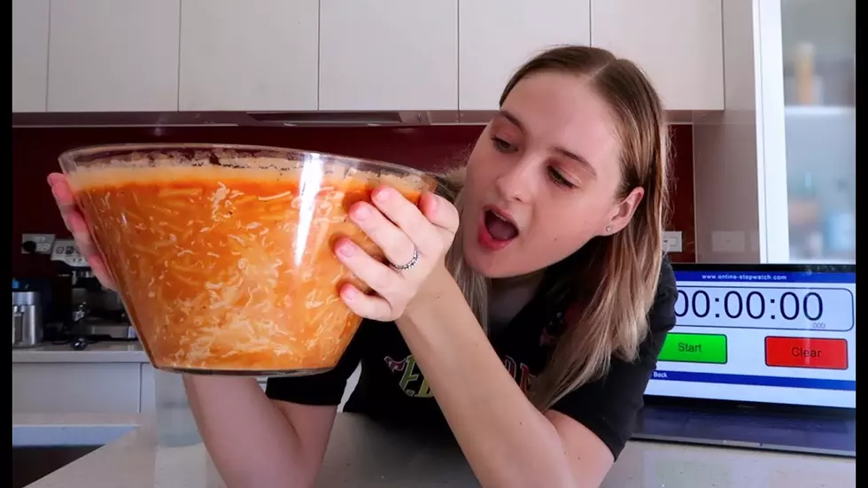 A Female Competitive Eater Downs 10 Pounds of Spaghetti in 12 Minutes
