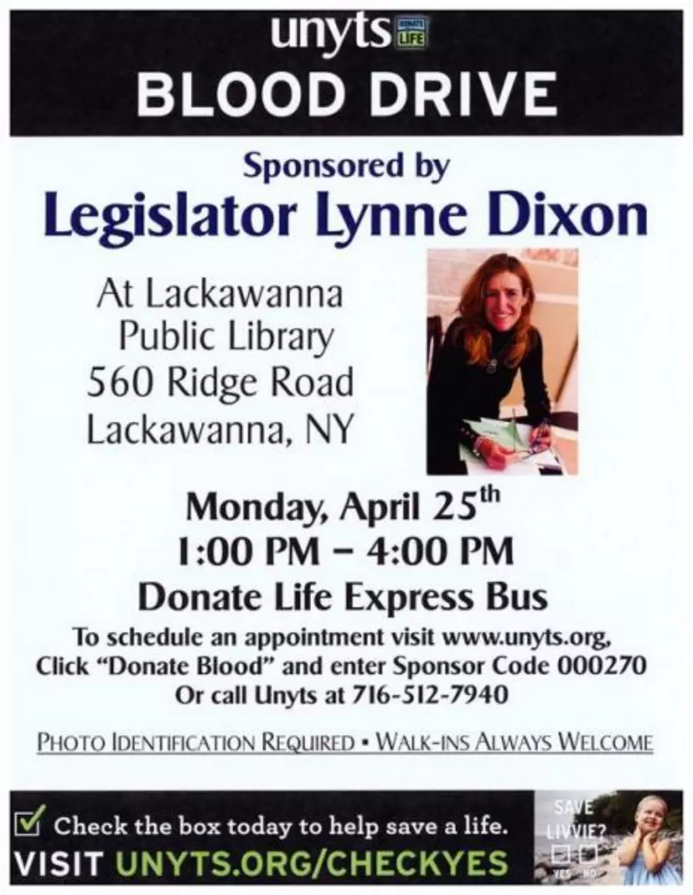 Please Donate Blood at the Drive at the Lackawanna Library