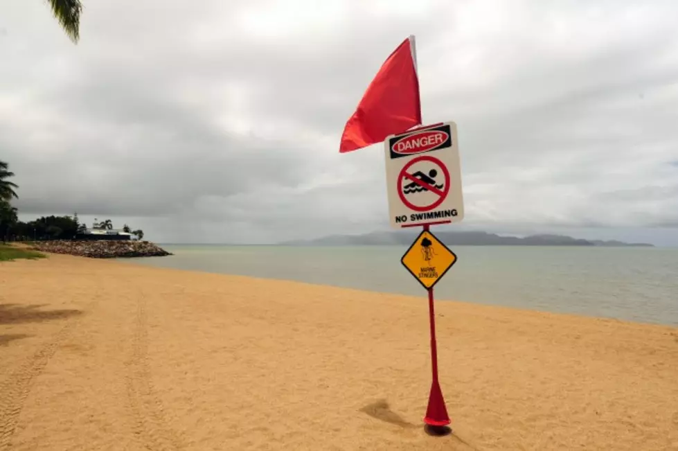 Red Flag Warning Posted From Fire Department For Dangerous Possible Riptides and No Swimming